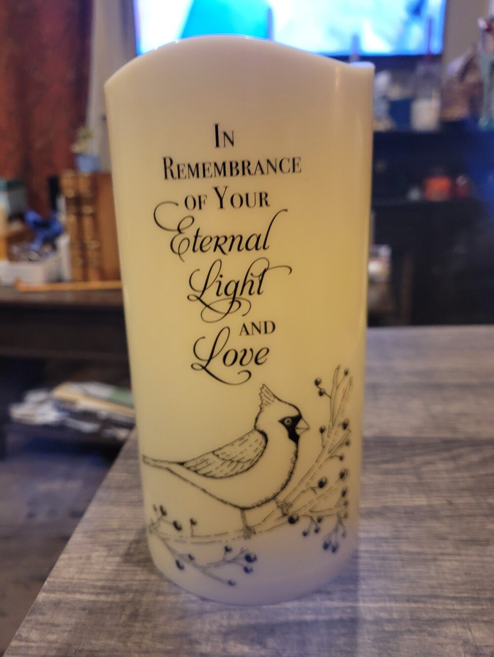 Remberance Large Pillar Candle/ Battery Op./ Good Cond.